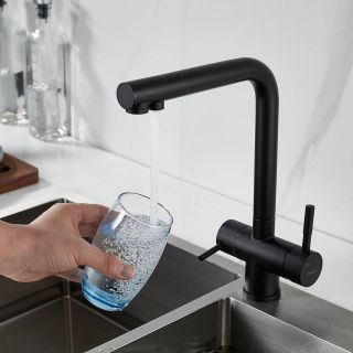 Смеситель для кухни Shevanik S468H с подключением фильтра чёрный